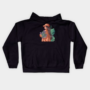 Girl with flowers Kids Hoodie